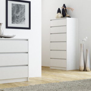 TECOA126 - Comoda 70 x 43 x 139 cm, Alb-Mat - Img 2