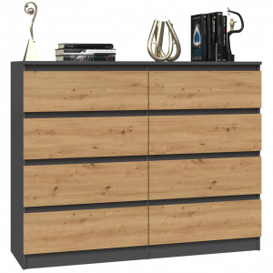 TECOAN-AR105 - Comoda, 120x 40 x 97 cm, Antracit-Stejar Artisan, PAL - Img 2