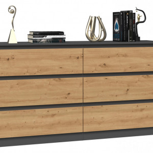 TECOAN-AR107 - Comoda, 138x 40 x 77 cm, Antracit-Stejar Artisan, PAL - Img 3
