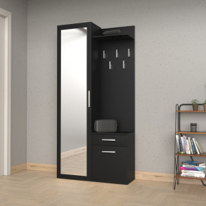 TECUIN102 - Set Cuier hol 100 x 35 x 180 cm - Negru-Mat - Img 3