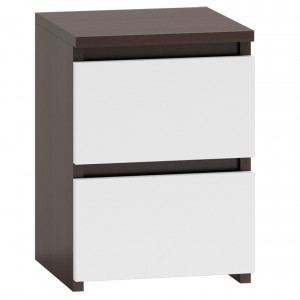 TENO7 - Set 2 Noptiere, 30x30 cm, cu 2 sertare pentru dormitor - Alb, Sonoma, Maro, Maro-Alb, Sonoma-Alb, Alb-Lucios, Negru-Lucios - Img 6