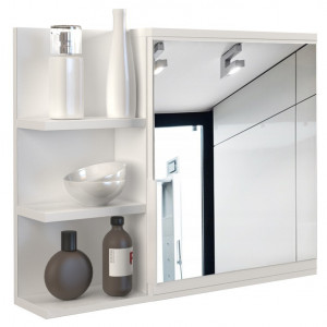 TEOGA101 - Oglinda baie 60 x 50 x 14.1 cm, Alb-Mat - Img 1