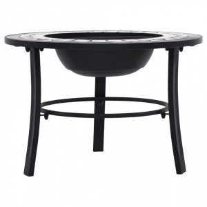 Vatră de foc cu mozaic, negru și alb, 68 cm, ceramică - V46721V - Img 2