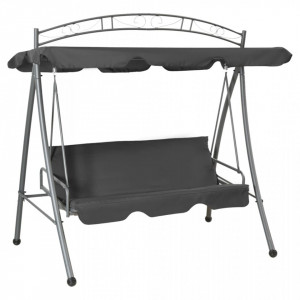 Balansoar extensibil cu copertină antracit 198x120x205 cm oțel - V45074V - Img 2