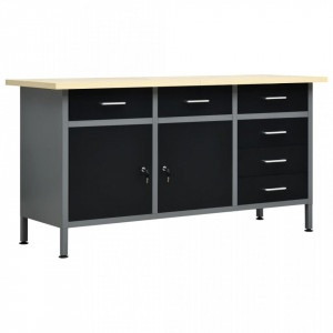 Banc de lucru, negru, 160 x 60 x 85 cm, oțel - V145348V - Img 2