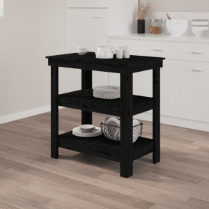 Banc de lucru, negru, 78,5x50x80 cm, lemn masiv pin - V823643V - Img 2