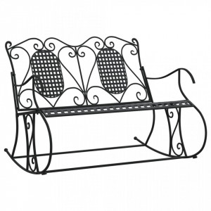 Bancă balansoar cu 2 locuri, negru, 113 cm, oțel - V318829V