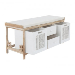 Bancă, băncuţă cu 4 sertare, alb si maro, 100 cm - TP206590 - Img 16