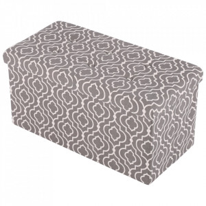 Bancă, băncuţă cu spaţiu pentru depozitare, gri cu imprimeu, 76x38x38 cm - TP297406 - Img 4