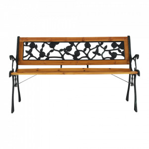 Bancă, băncuță de grădină, maro și neagră, 126 cm - TP276424 - Img 19
