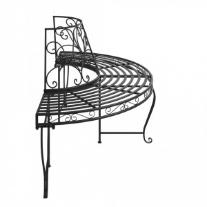 Bancă circulară de copac, 2 buc., negru, Ø160 cm, oțel - V3095716V - Img 4