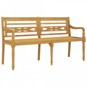 Bancă cu pernă gri taupe, 150 cm, lemn masiv de tec - V3100834V - Img 4