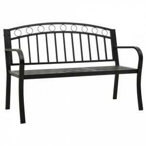 Bancă de grădină cu masă, negru, 125 cm, oțel - V312040V