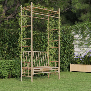 Bancă de grădină cu pergolă, 116 cm, bambus - V341742V - Img 2