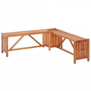 Banca de gradina de colt cu jardiniera, 117x117x40 cm, acacia - V46345V