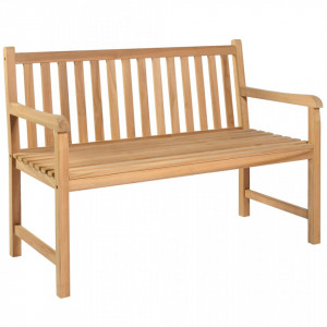 Bancă de grădină, pernă gri, 120 cm, lemn masiv tec - V3062677V - Img 1