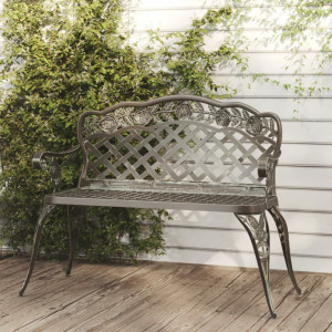 Bancă de grădină, verde, 108 cm, aluminiu turnat - V317741V - Img 2