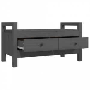 Bancă de hol, gri, 80x40x43 cm, lemn masiv pin - V821786V - Img 3