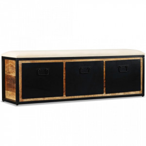 Banca depozitare 3 sertare, lemn masiv de mango, 120x30x40 cm - V244581V - Img 1
