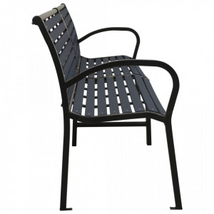 Bancă dublă de grădină, negru, 251 cm, oțel și WPC - V317127V - Img 4