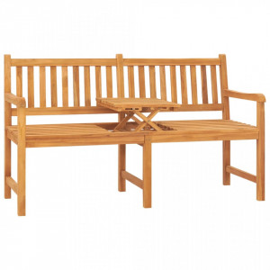 Bancă grădină cu 3 locuri, cu masă, 150 cm, lemn masiv de tec - V316631V - Img 2