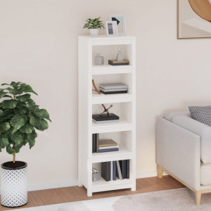 Bibliotecă, alb, 50x35x154 cm, lemn masiv de pin - V821715V - Img 2