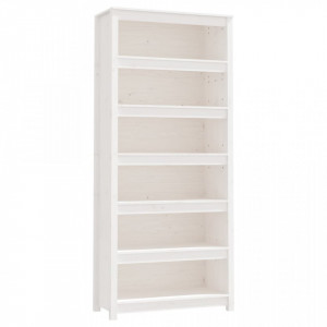Bibliotecă, alb, 80x35x183 cm, lemn masiv de pin - V821695V