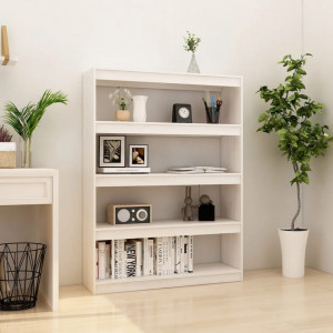 Bibliotecă/Separator cameră alb 100x30x135,5 cm lemn masiv pin - V808219V - Img 2