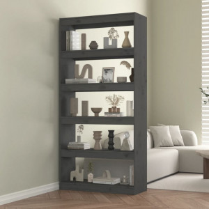 Bibliotecă/Separator cameră, gri, 80x30x167,4 cm lemn masiv pin - V808200V - Img 2