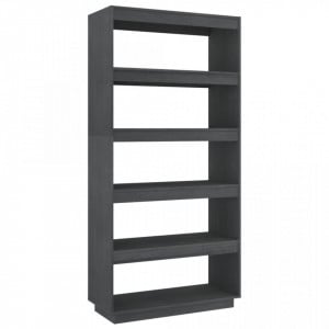 Bibliotecă/Separator cameră, gri, 80x35x167 cm, lemn masiv pin - V810896V - Img 1