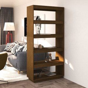 Bibliotecă/Separator cameră, maro miere, 80x35x167 cm lemn pin - V810897V - Img 2