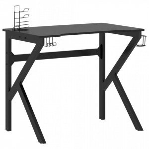Birou de gaming cu picioare în formă de K, negru, 90x60x75 cm - V325400V - Img 1