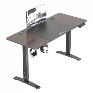 Birou inaltime reglabila, 140 x 60 x 73-118 cm, efect lemn nuc/negru - P79660577 - Img 2