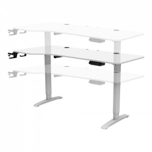 Birou inaltime reglabila, 160x60x118 cm, alb/negru - P79660578 - Img 4