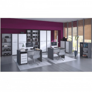 Birou, măsuţă, masă PC, gri şi alb, 100 cm - TP281234 - Img 3