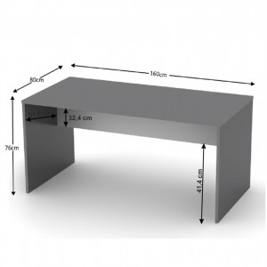 Birou, măsuţă, masă PC, gri şi alb, 160 cm - TP281244 - Img 5