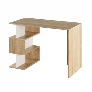 Birou, măsuţă, masă PC, sonoma şi alb, 110 cm - TP302410