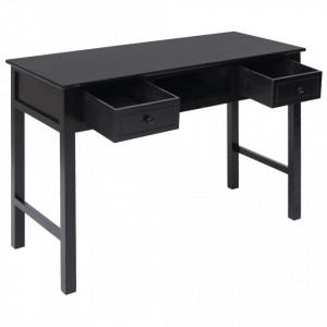 Birou, negru, 108x45x76 cm, lemn masiv de paulownia - V338538V - Img 3