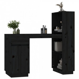 Birou, negru, 110x53x117 cm, lemn masiv de pin - V814513V - Img 4