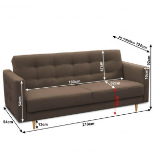 Canapea cu 3-locuri tapiţat, material ciocolatiu, 207x94x92 cm - TP213914 - Img 3