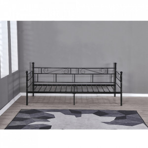 Canapea din metal - de o persoană, negru, 206,4x84x95,2 cm - TP264282 - Img 2