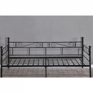 Canapea din metal - de o persoană, negru, 206,4x84x95,2 cm - TP264282 - Img 5