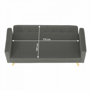 Canapea extensibilă, material gri, 186x75x89 cm - TP227595 - Img 19