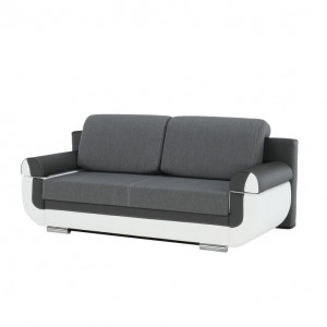 Canapea, piele ecologică alba+gri/material textil gri, 204x89x90 cm - TP88081 - Img 6