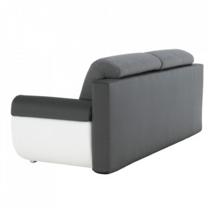 Canapea, piele ecologică alba+gri/material textil gri, 204x89x90 cm - TP88081 - Img 17