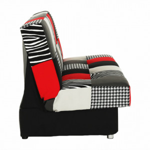 Canapea, textil roşu/gri/negru, 195x90x90 cm - TP69563 - Img 8