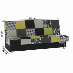Canapea, textil verde gălbui/gri/negru, 195x90x90 cm - TP69564 - Img 17