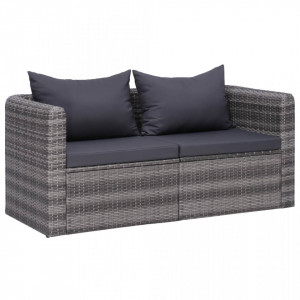 Canapele de colt pentru gradina, 2 buc., gri, poliratan - V44162V