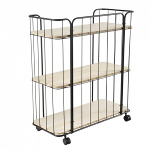 Carucior servire la masa ABCF-1501, 79 x 70 x 31 cm, metal/MDF, negru/culoarea lemnului - P65756979 - Img 3