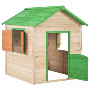 Căsuță de joacă pentru copii, verde, lemn de brad - V91791V - Img 3